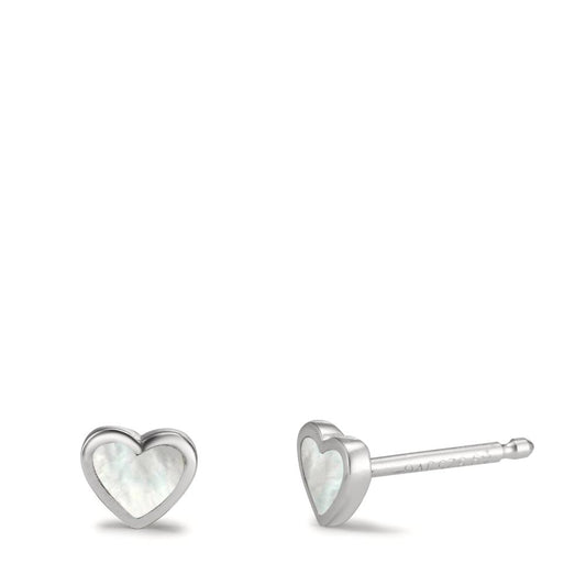 Clous d'oreilles Argent nacre Coeur