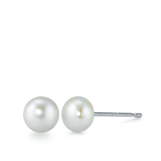 Clous d'oreilles Or blanc 14K perle d'eau douce