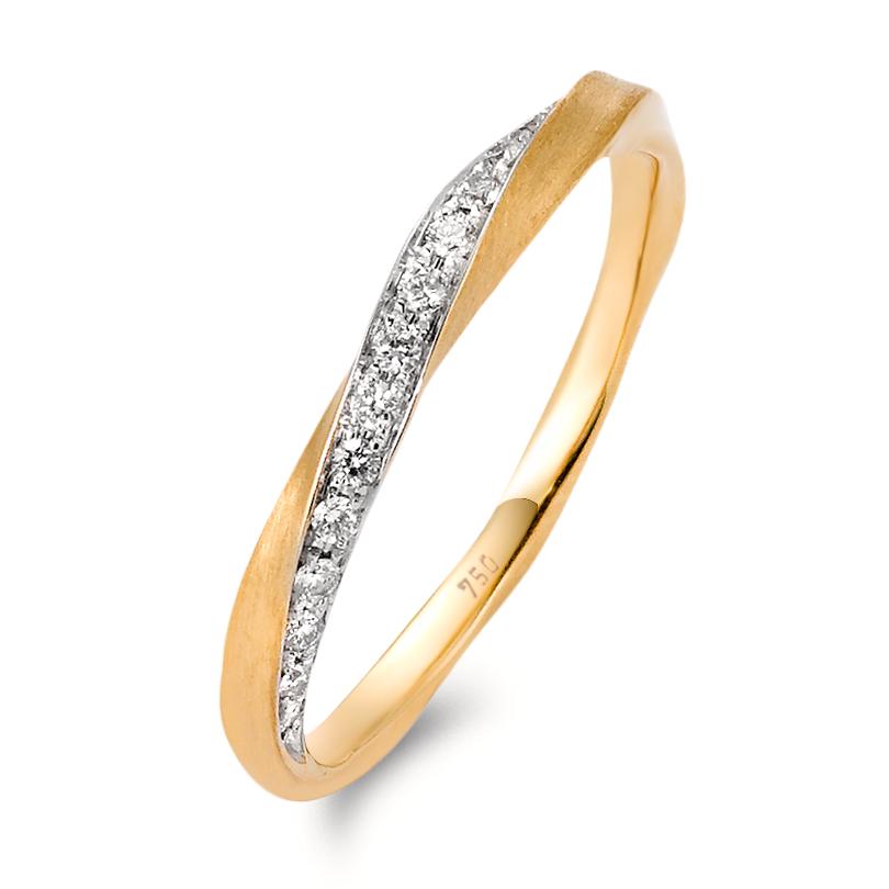 Bague Or jaune 18K Diamant 0.157 ct, 16 Pierres, w-si