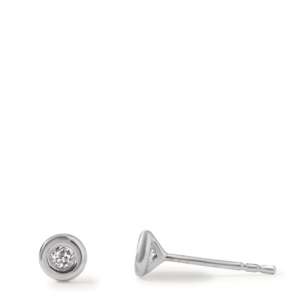 Clous d'oreilles Or blanc 18K Diamant 0.08 ct, 2 Pierres, w-si Ø4.5 mm