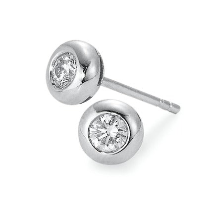 Clous d'oreilles Or blanc 18K Diamant 0.05 ct, 2 Pierres, w-si Ø4 mm