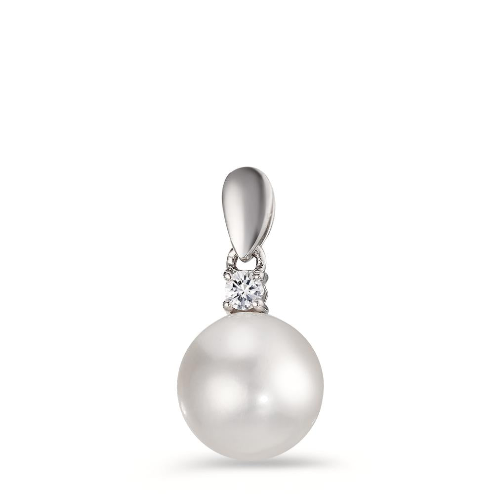 Pendentif Or blanc 18K Diamant 0.06 ct, w-si perle d'eau douce