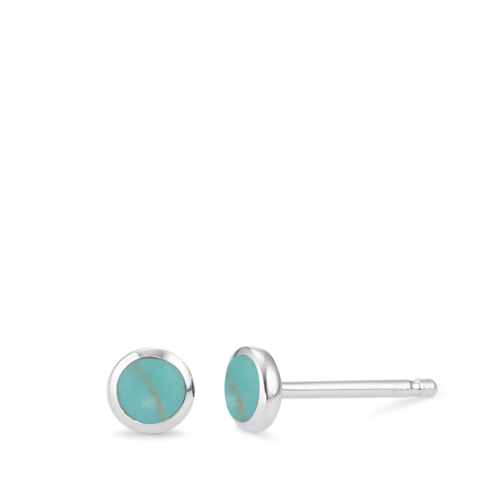 Clous d'oreilles Argent Turquoise Ø4.5 mm