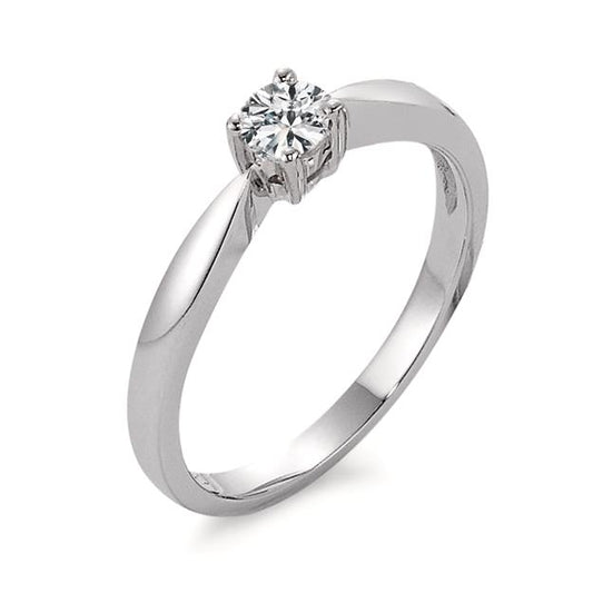 Solitaire ring 750/18K krt witgoud Diamant 0.10 ct, w-si