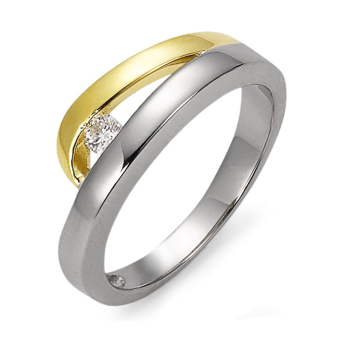 Bague Or blanc 18K, Or jaune 18K Diamant 0.08 ct, w-si