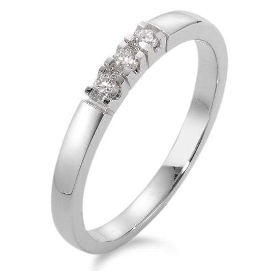 Memory Ring 750/18 K Weissgold Diamant 0.09 ct, 3 Steine, w-si