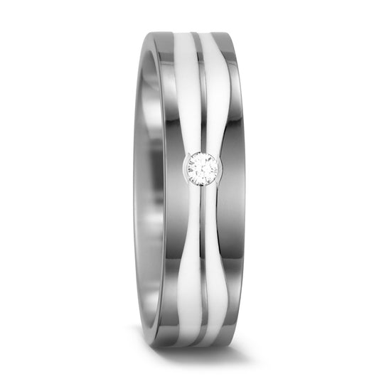 Partnerring Titanium, Keramiek Diamant wit, 0.05 ct, w-si