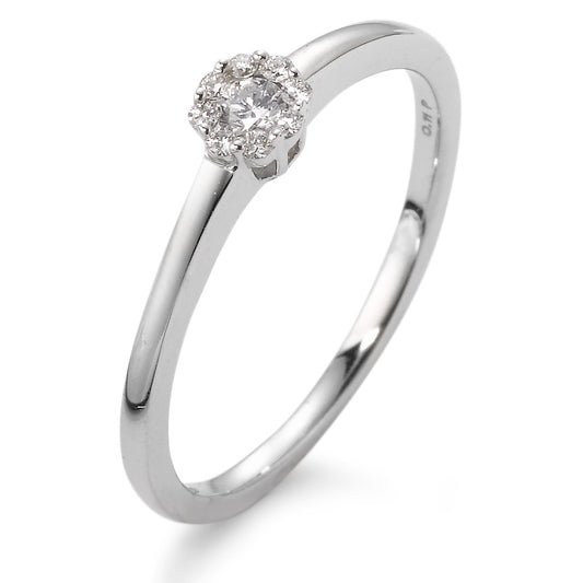 Bague Or blanc 18K Diamant blanc, 0.10 ct, 9 Pierres, w-si