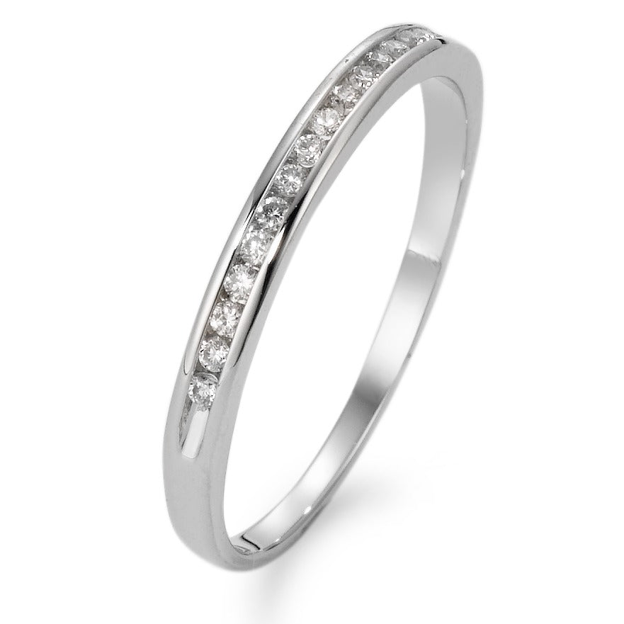 Memory ring 750/18K krt witgoud Diamant wit, 0.10 ct, 16 Steen, w-si