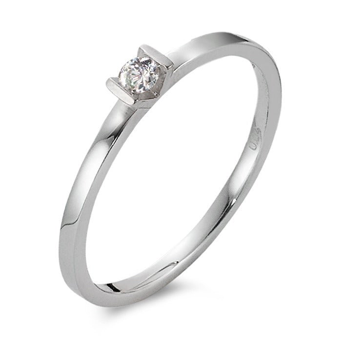 Solitaire ring 750/18K krt witgoud Diamant wit, 0.07 ct, [Brillant], w-si