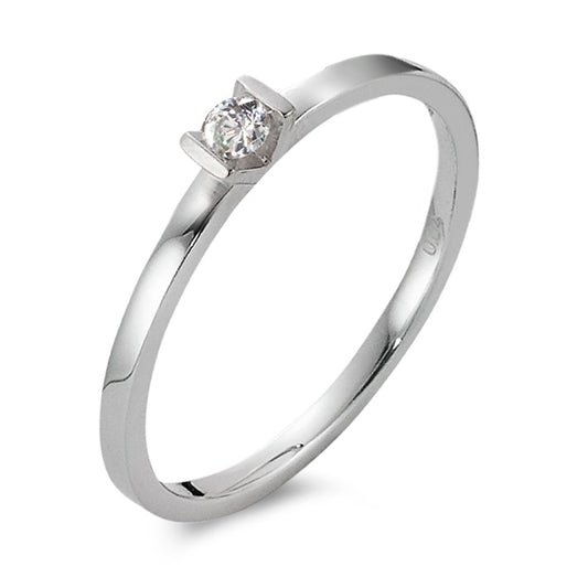 Bague solitaire Or blanc 18K Diamant blanc, 0.07 ct, brillant, w-si