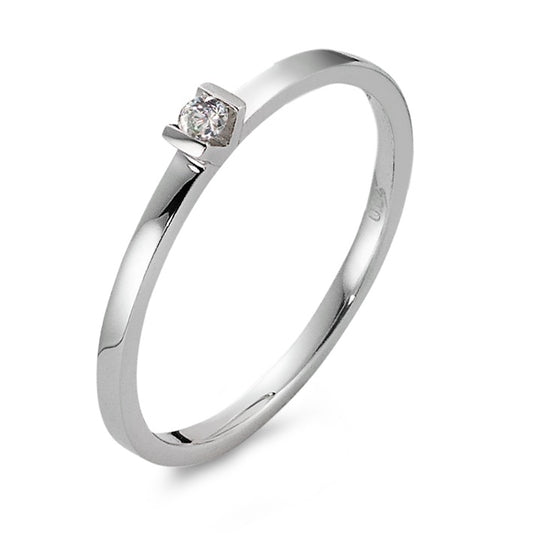 Solitaire ring 750/18K krt witgoud Diamant wit, 0.04 ct, [Brillant], w-si