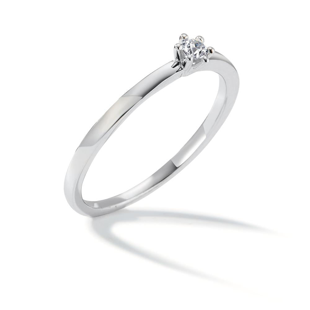 Solitaire ring 750/18K krt witgoud Diamant wit, 0.07 ct, [Brillant], w-si