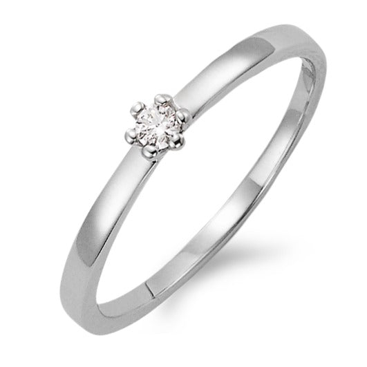 Solitaire ring 750/18K krt witgoud Diamant wit, 0.05 ct, [Brillant], w-si