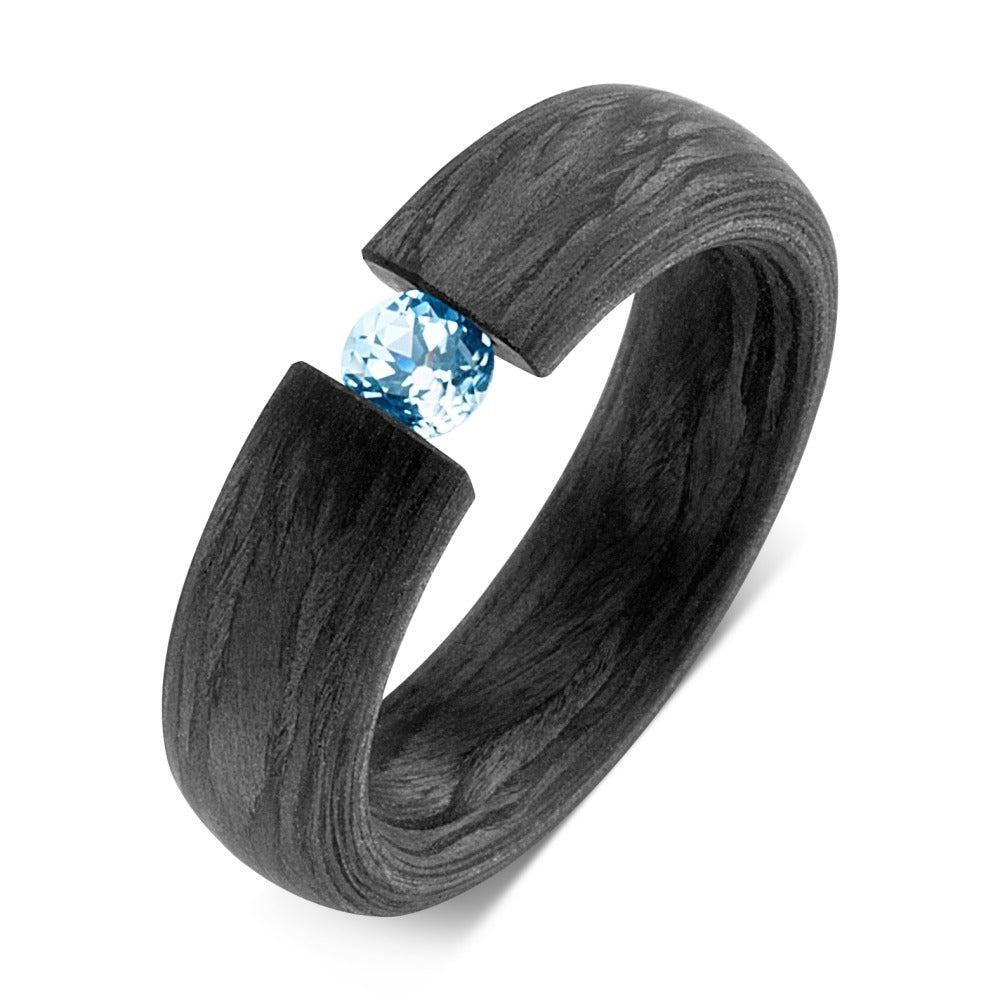 Ring Carbon Topaas blauw