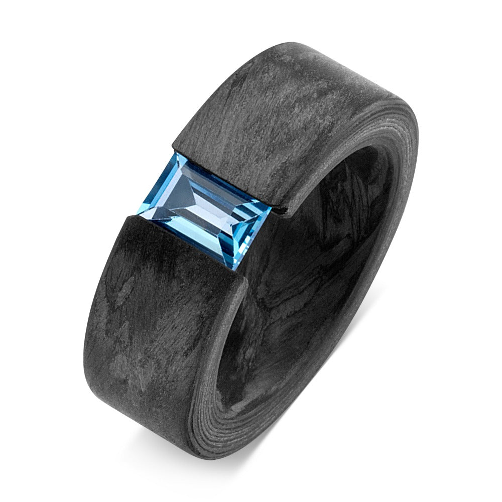 Ring Carbon Topaas blauw