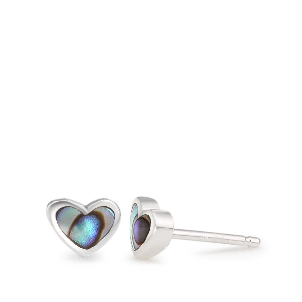 Clous d'oreilles Argent Abalone Coeur Ø6 mm