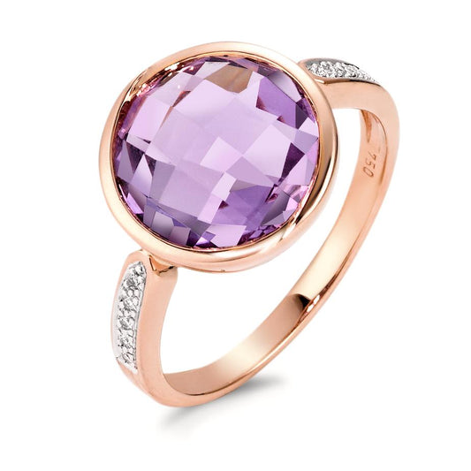 Bague Or rouge 18K Améthyste violet, 0.04 ct, 10 Pierres, brillant, w-si