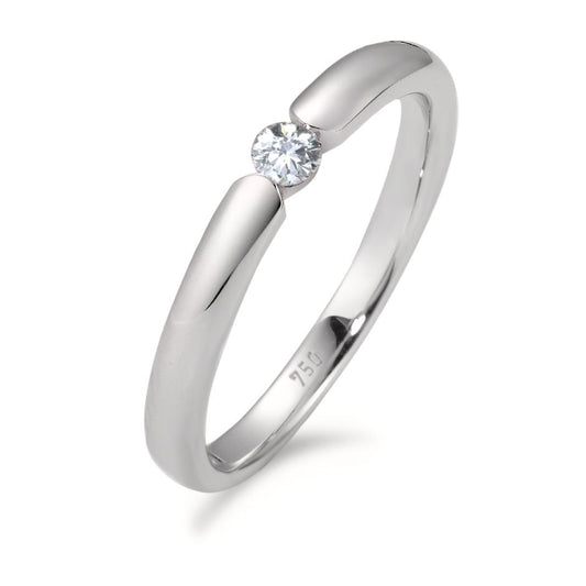 Solitaire ring 750/18K krt witgoud Diamant wit, 0.08 ct, [Brillant], w-si