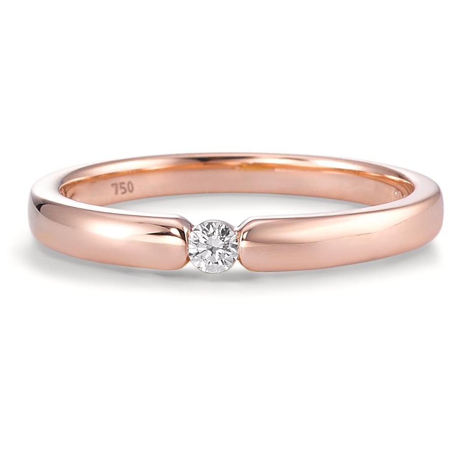 Solitär Ring 750/18 K Rosegold Diamant weiss, 0.06 ct, Brillantschliff, w-si