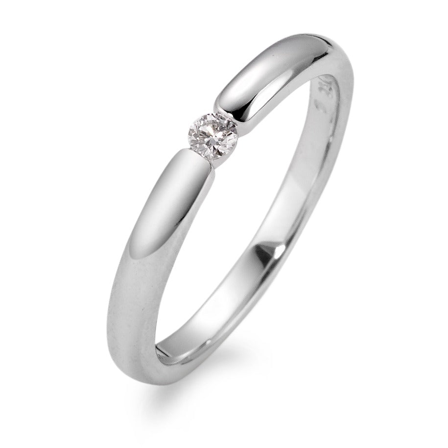 Solitaire ring 750/18K krt witgoud Diamant wit, 0.06 ct, [Brillant], w-si