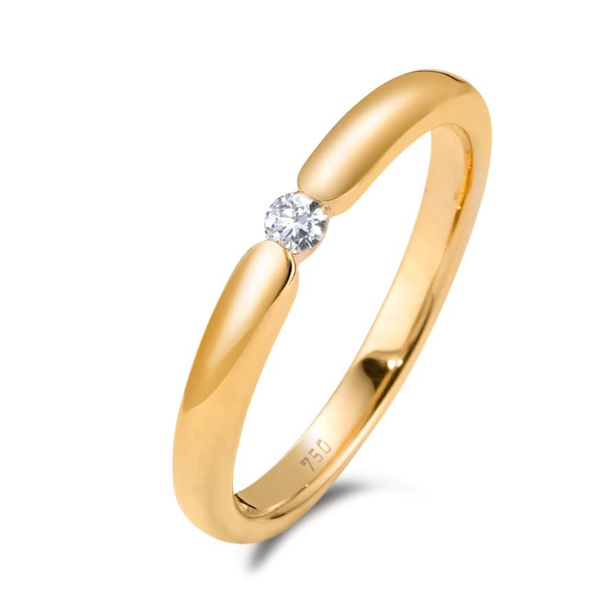 Bague solitaire Or jaune 18K Diamant blanc, 0.06 ct, brillant, w-si