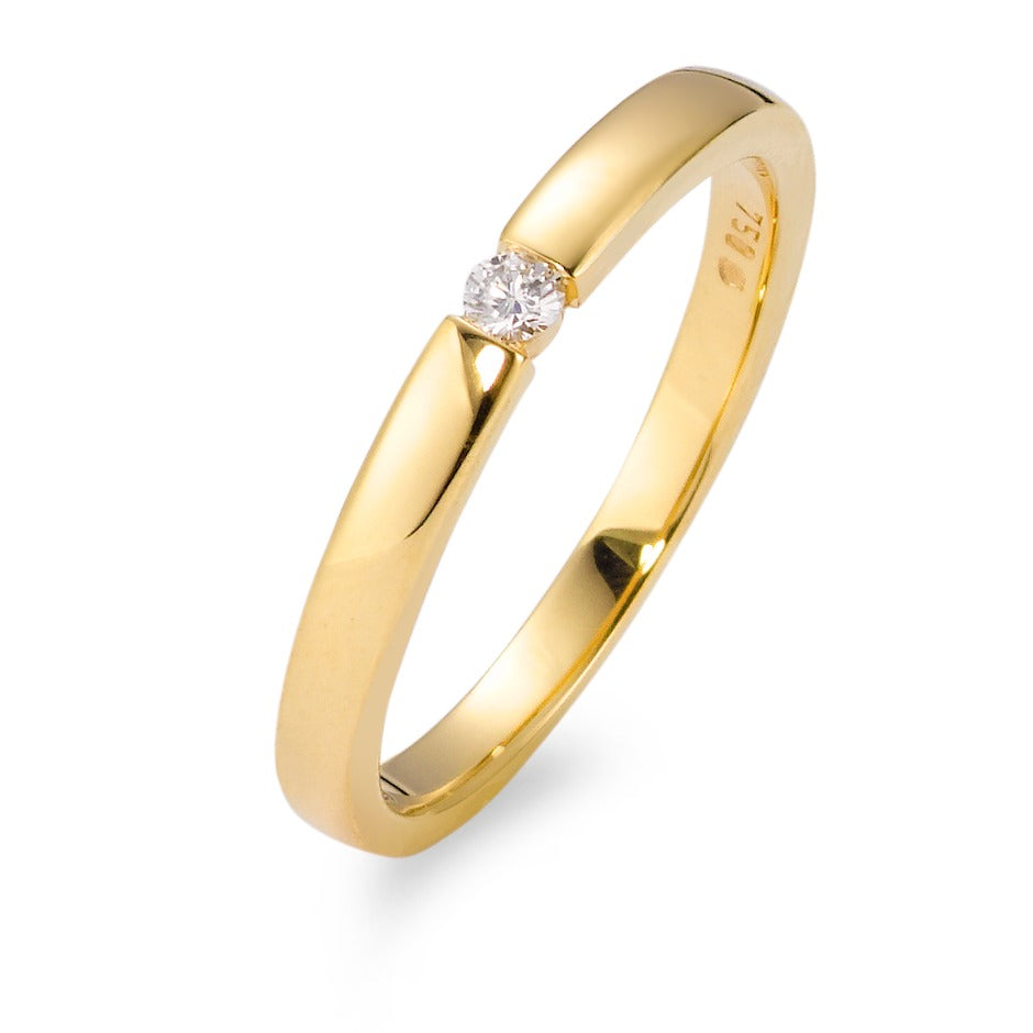 Bague solitaire Or jaune 18K Diamant blanc, 0.05 ct, brillant, w-si