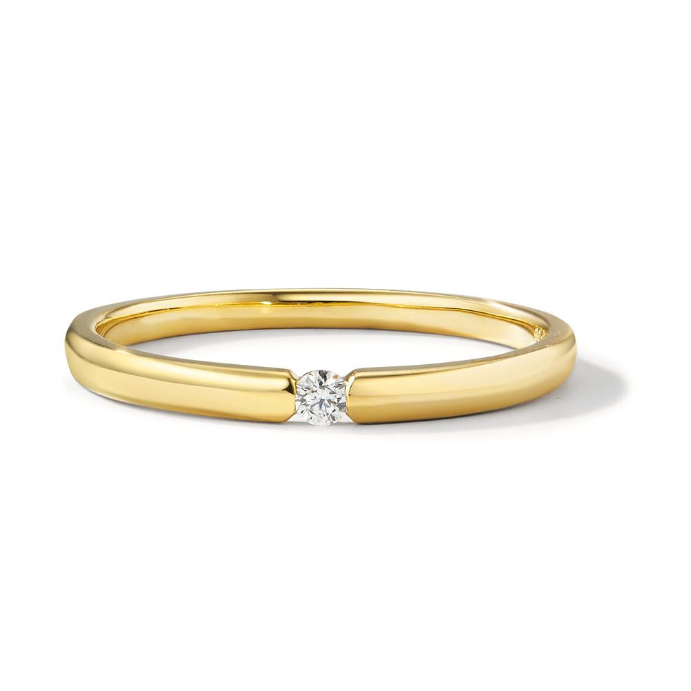 Solitär Ring 750/18 K Gelbgold Diamant weiss, 0.04 ct, Brillantschliff, w-si