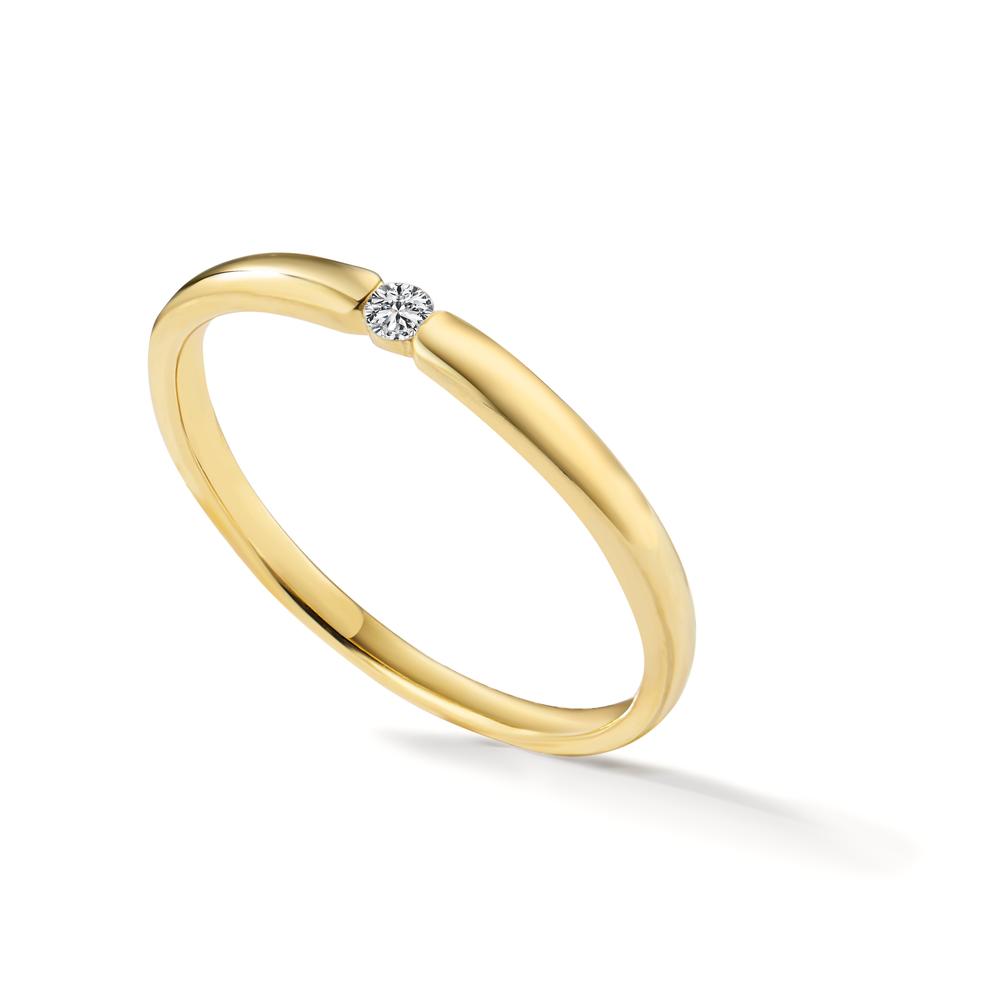 Solitaire ring 750/18 krt geel goud Diamant wit, 0.04 ct, [Brillant], w-si