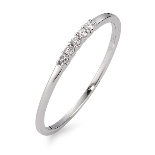 Bague à superposer Or blanc 18K Diamant blanc, 0.05 ct, 5 Pierres, brillant, w-si