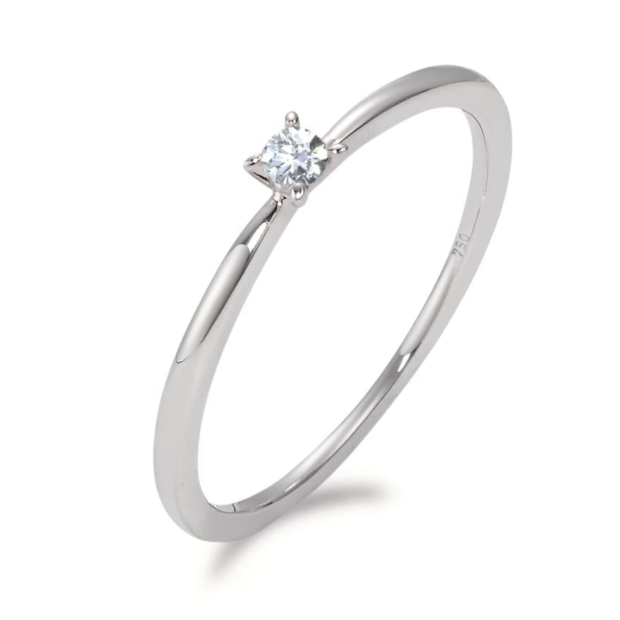 Solitär Ring 750/18 K Weissgold Diamant weiss, 0.05 ct, Brillantschliff, w-si