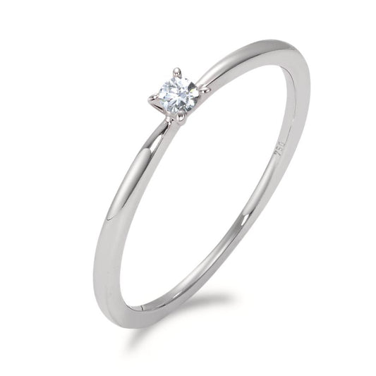 Solitaire ring 750/18K krt witgoud Diamant wit, 0.05 ct, [Brillant], w-si