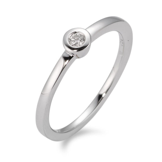 Solitaire ring 750/18K krt witgoud Diamant wit, 0.05 ct, [Brillant], w-si