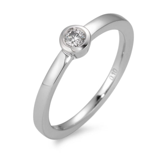 Solitaire ring 750/18K krt witgoud Diamant wit, 0.10 ct, [Brillant], w-si