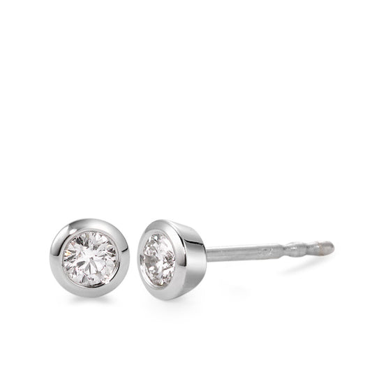 Clous d'oreilles Or blanc 18K Diamant blanc, 0.05 ct, 2 Pierres, brillant, w-si Ø3.5 mm