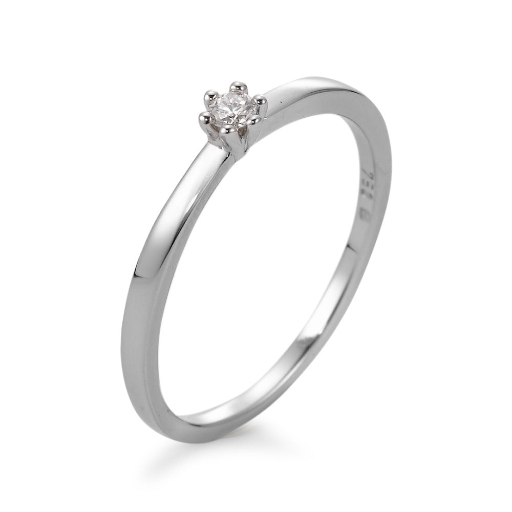 Solitaire ring 750/18K krt witgoud Diamant wit, 0.05 ct, [Brillant], w-si