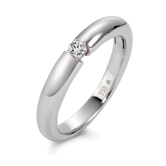 Solitaire ring 750/18K krt witgoud Diamant wit, 0.10 ct, [Brillant], w-si