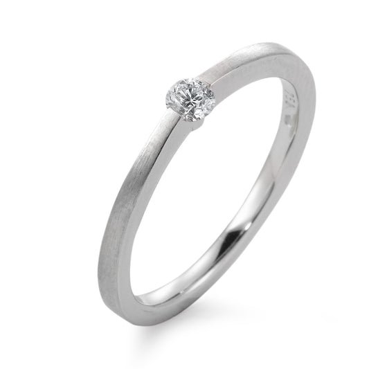 Bague solitaire Or blanc 18K Diamant blanc, 0.10 ct, brillant, w-si