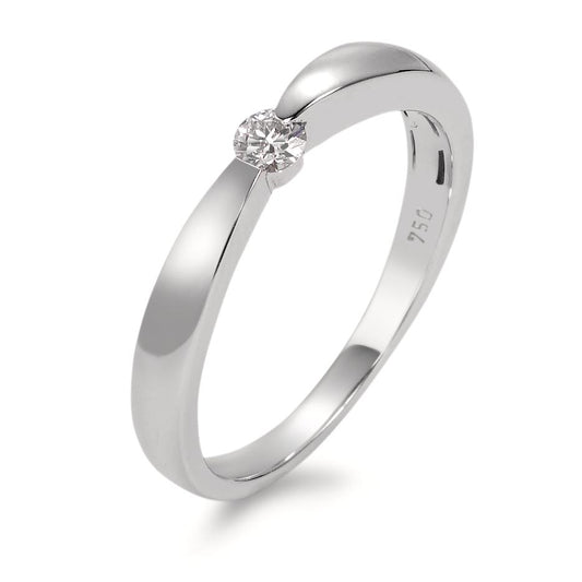 Solitaire ring 750/18K krt witgoud Diamant wit, 0.10 ct, [Brillant], w-si