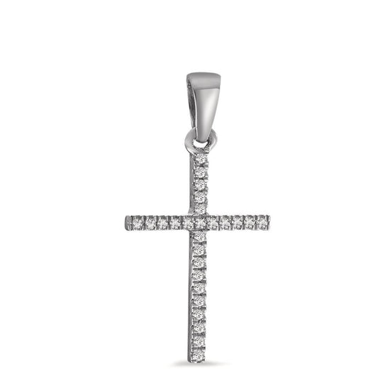 Pendentif Or blanc 18K Diamant 0.05 ct, 25 Pierres, si Croix