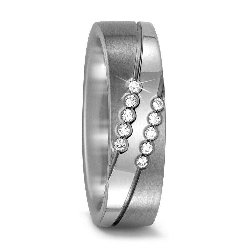 Partnerring Titanium Diamant 0.10 ct, 10 Steen, w-si