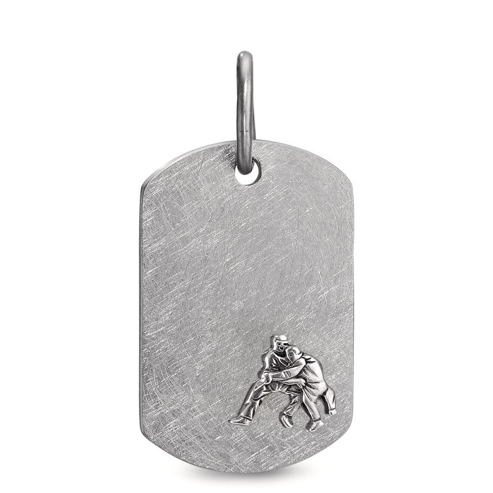 Pendentif avec gravure Acier inoxydable, Argent Lutte Suisse