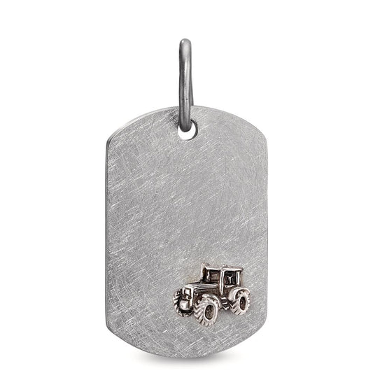 Pendentif avec gravure Acier inoxydable, Argent Tracteur