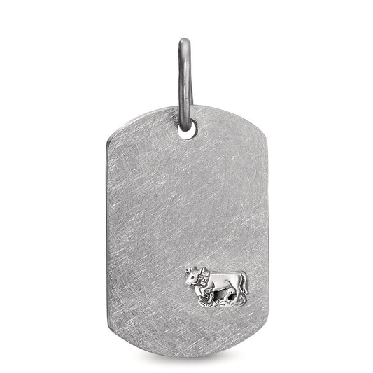 Pendentif avec gravure Acier inoxydable, Argent Vache