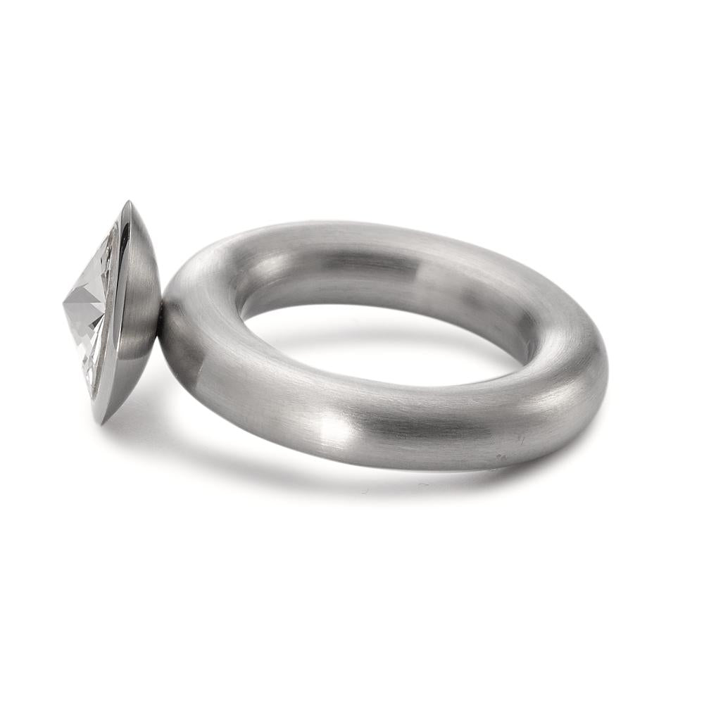 Fingerring Edelstahl Zirkonia weiss Ø10 mm