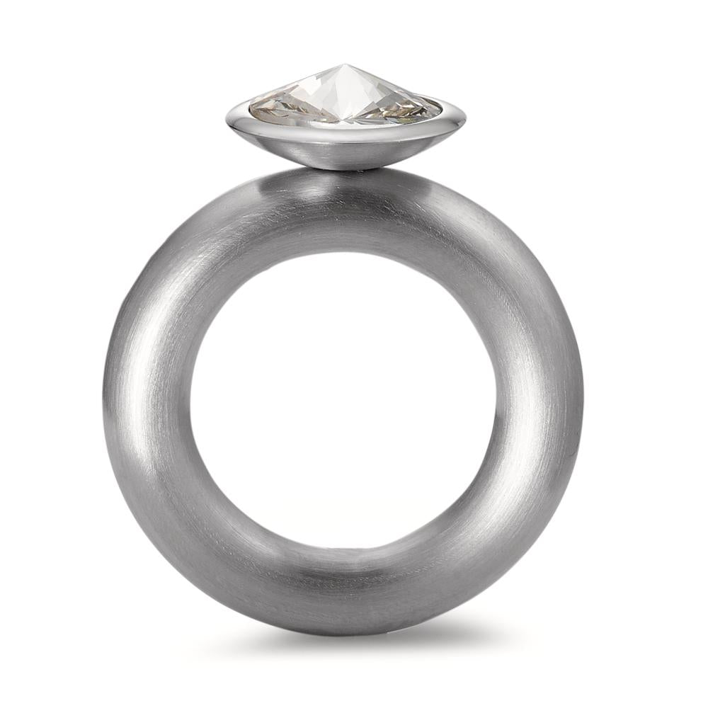 Fingerring Edelstahl Zirkonia weiss Ø10 mm