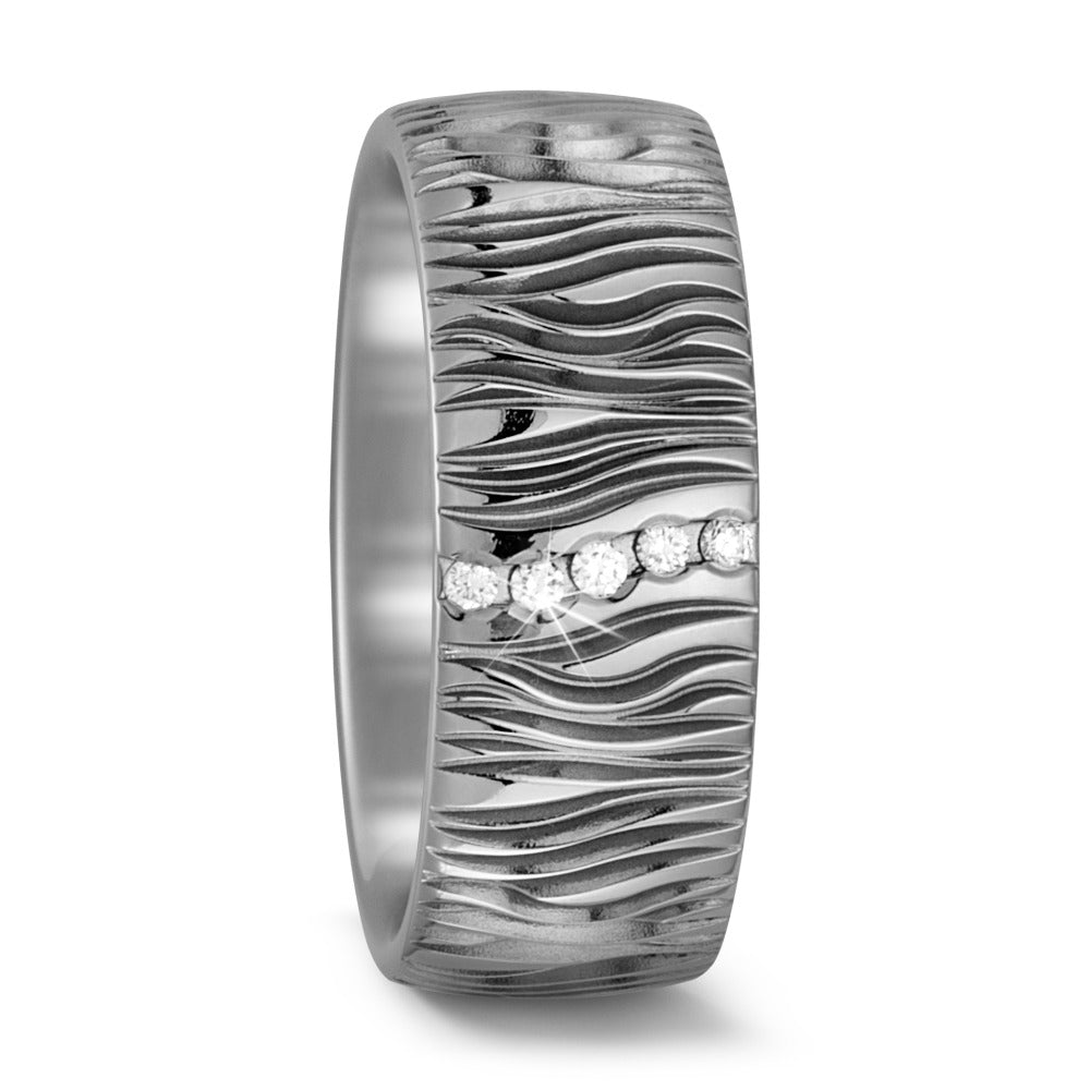 Partnerring Titanium Diamant 0.05 ct, 5 Steen, w-si