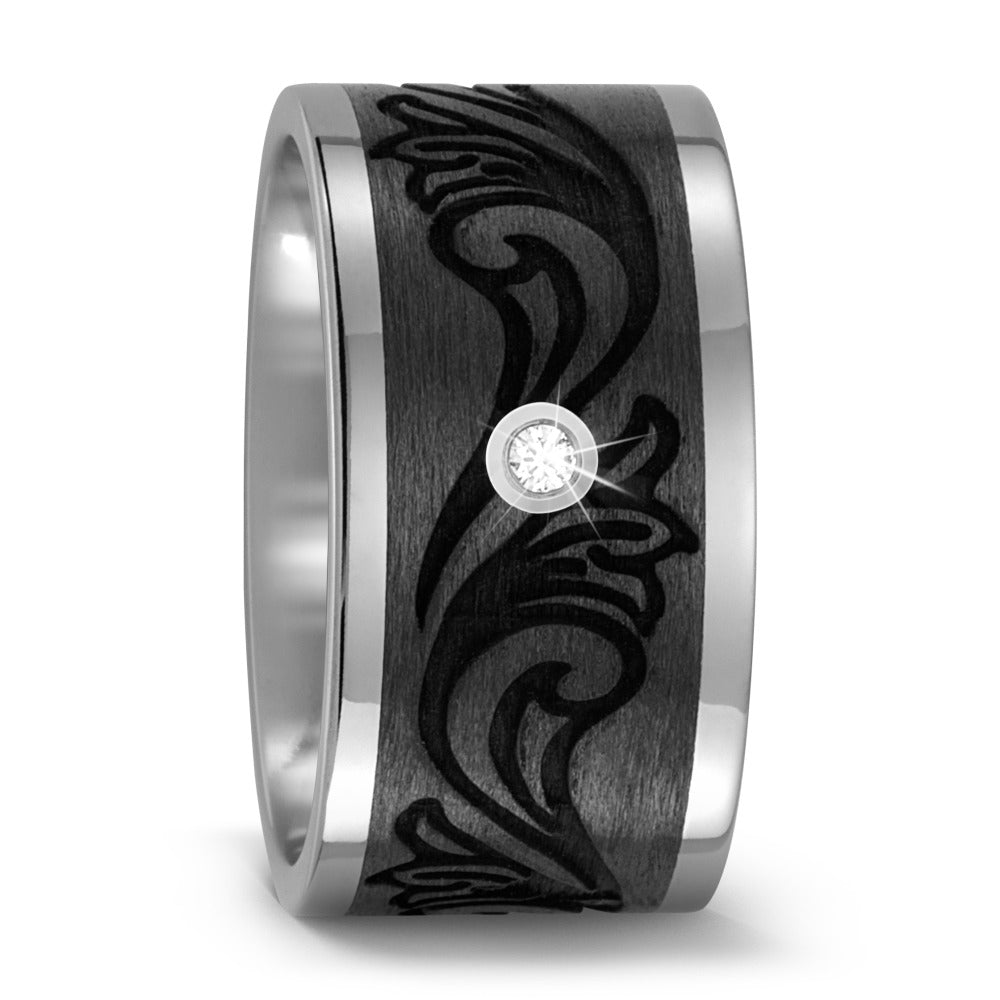 Fingerring Titan, Carbon Diamant 0.03 ct, w-si