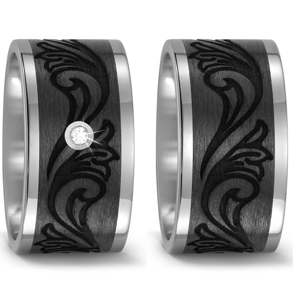 Ring Titanium, Carbon Diamant 0.03 ct, w-si