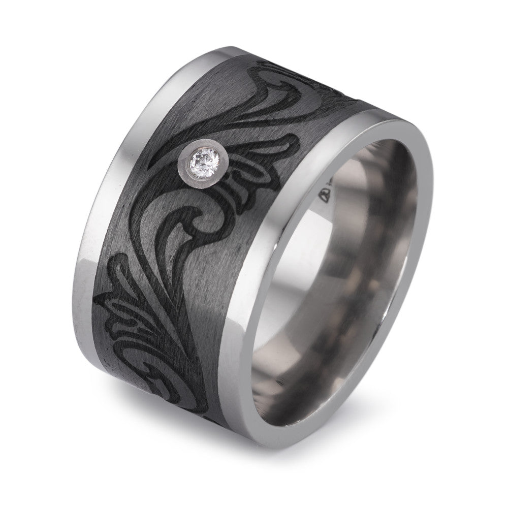 Fingerring Titan, Carbon Diamant 0.03 ct, w-si